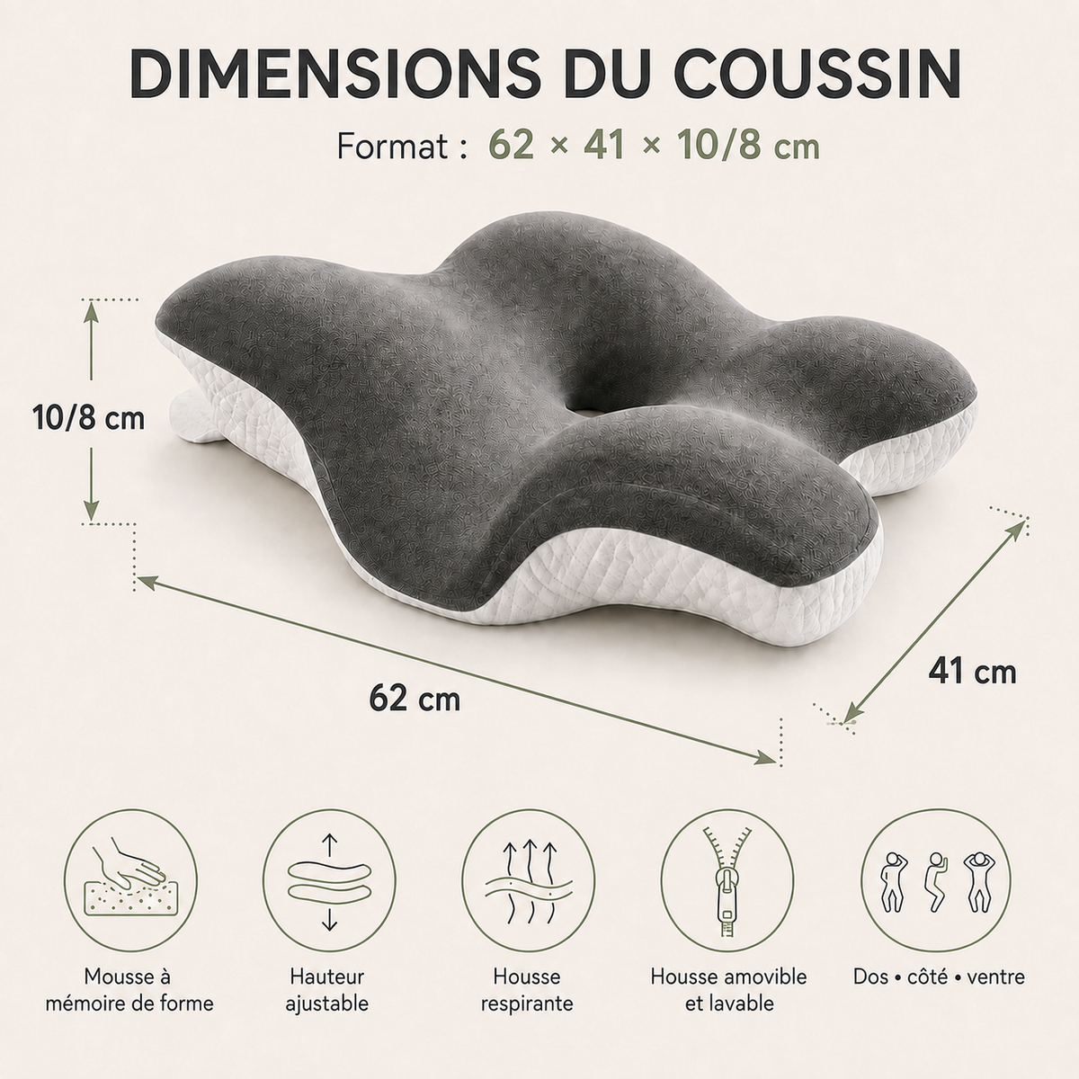 ConfoBed Nuage V2 — Coussin cervical ergonomique