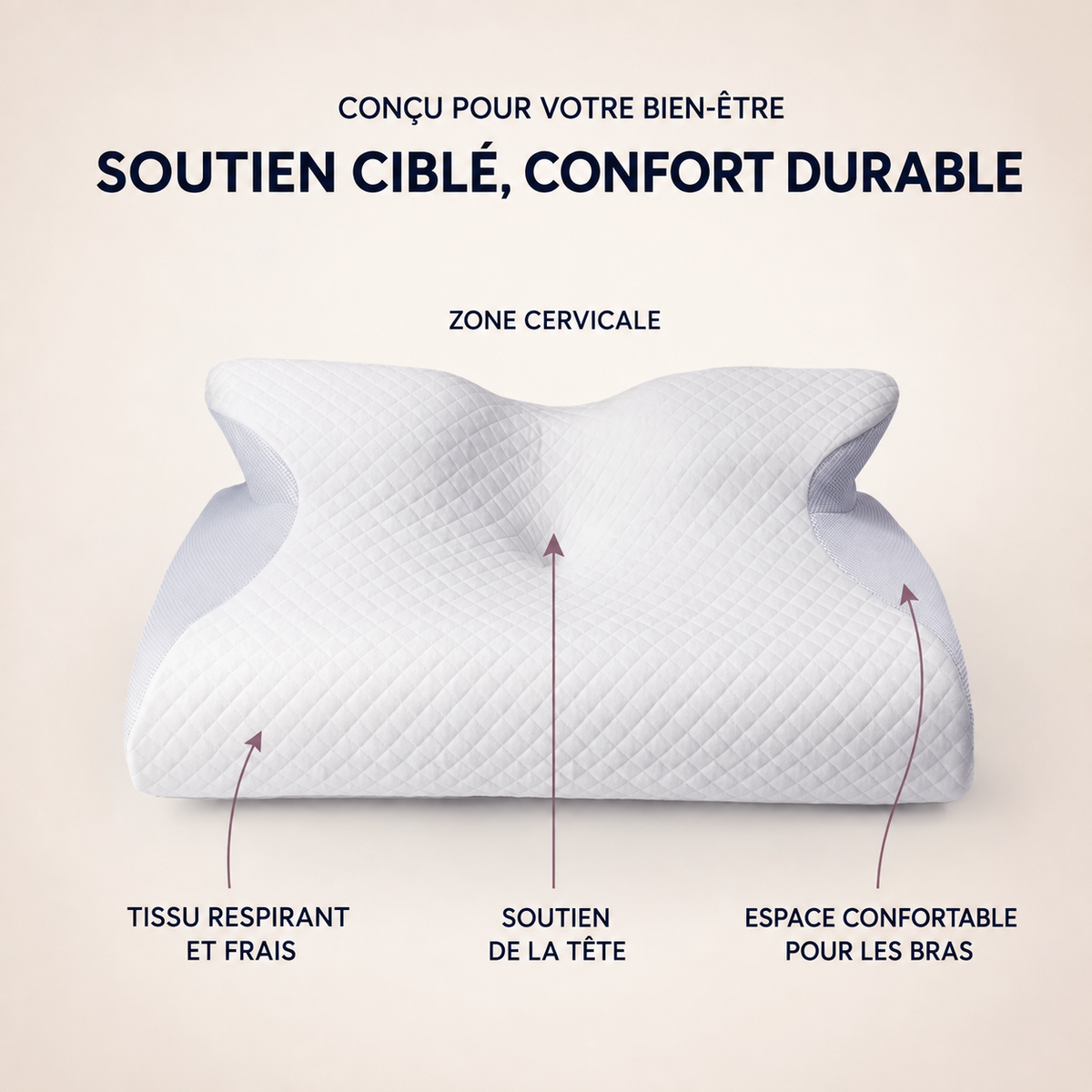ConfoBed Nuage V1 — Coussin cervical ergonomique
